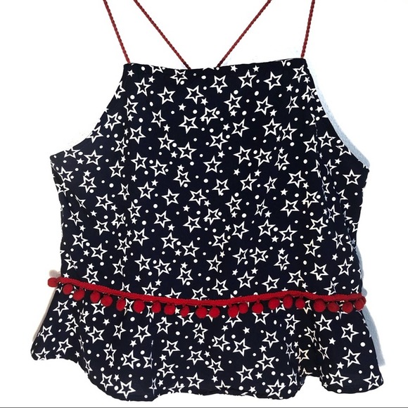 America & Beyond  Tops  America Beyond Red White And Blue Cropped Top 